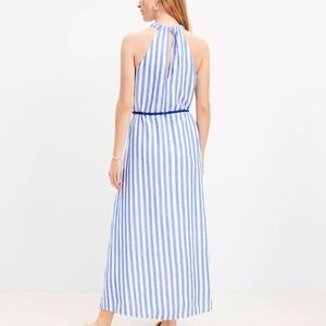 LOFT Halter Blue and White Striped Dress